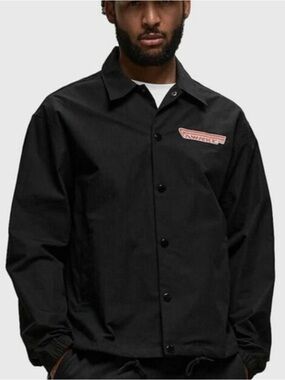 Awake Black Coach Jacket with Red Logo Patch